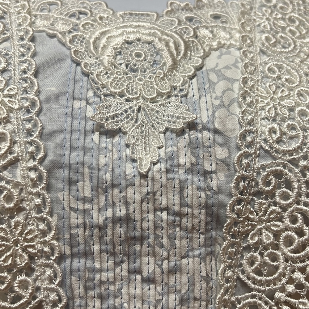 Jessica McClintock 1980s Floral Print Dropped Waistline Wedding Dress Size 4 - Picture 6 of 16